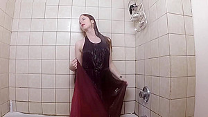 Oh Fuck Me - Masturbating In The Shower In A Long Gown