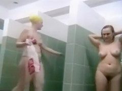 Ordinary Step moms sharing public shower