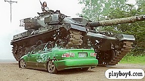 Outrageous stunts and non stop sex appeal of huge boobs babes