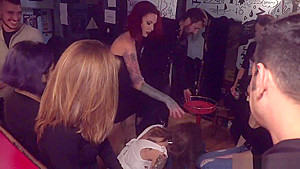 Petite Brunette Gangbanged In Public