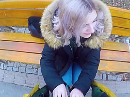 Pickup Blonde Ends With A Blowjob In Public From The First Person