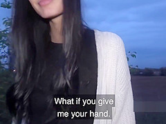 Pierced pussy brunette bangs outdoor