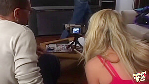 Plowing A Cock Hungry Blonde Is Easy When Three Guys Are Doing It