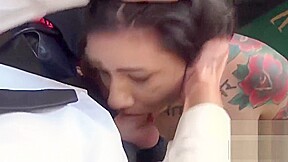 Plump Lily thrashed with dick and swallows load