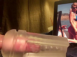 Pretending to have sex with my cousin, cum inside fleshlight