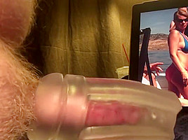 Pretending to have sex with my cousin, cum inside fleshlight