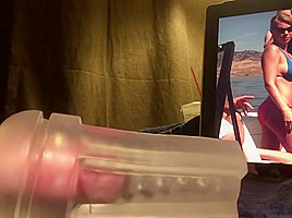 Pretending to have sex with my cousin, cum inside fleshlight