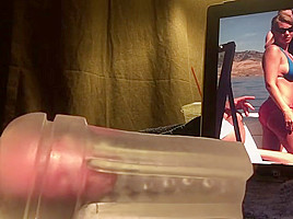 Pretending to have sex with my cousin, cum inside fleshlight