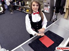 Pretty card dealer pawns her twat and fucked at the pawnshop