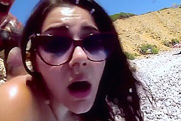 Public Nail On Beach With Per Fection And Valentina Nappi