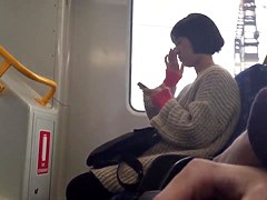 Public masturbation in leggings