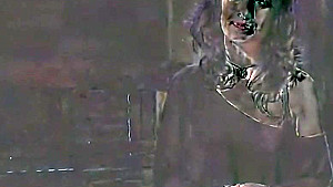 Purple haired submissive slut tied up fucked