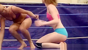 Queened redhead wrestles sapphic eurobabe and eats her tight