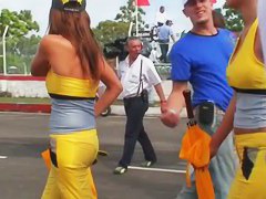 Race track hotties and their perfect asses on street candid cam