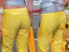 Race track hotties and their perfect asses on street candid cam
