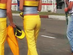 Race track hotties and their perfect asses on street candid cam