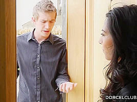 Ravishing brunette, Lou Charmelle is having sex with her ex, before moving out of town