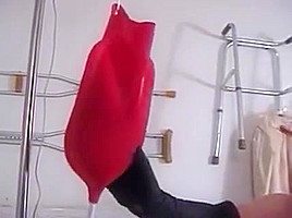 Red head in white leather gets her ass spanked