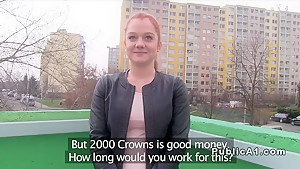 Redhead Euro student 18+ bangs pov in public