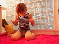 Redhead Japanese Girl Sucks Dick For Cum