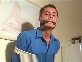Ronaldo tied up and cleave gagged and tape gagged in clothes and naked