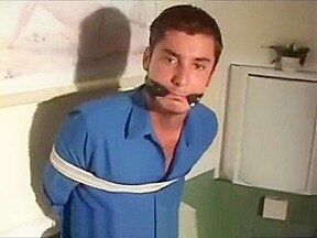 Ronaldo tied up and cleave gagged and tape gagged in clothes and naked