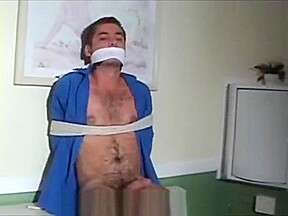 Ronaldo tied up and cleave gagged and tape gagged in clothes and naked