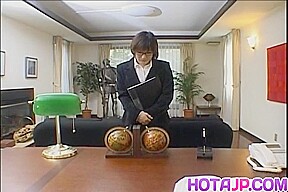 Ruri Anno in white shirt sucks hard penis