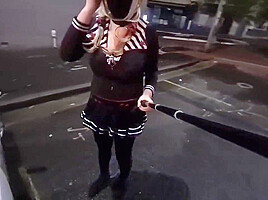 Sailor Slut Flashing At The Train Station (re-uploaded)