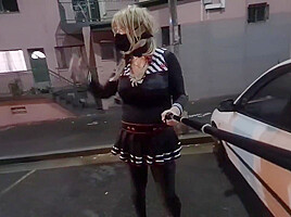Sailor Slut Flashing At The Train Station (re-uploaded)