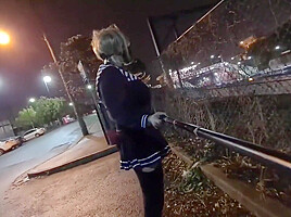 Sailor Slut Flashing At The Train Station (re-uploaded)