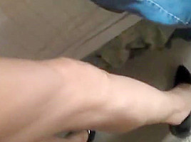 Second cum in hose wearing heels