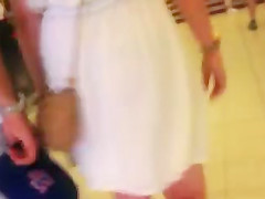 See Thru- White dress blank thong
