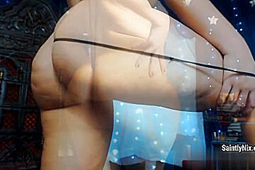 Sexual short haired MILF Saintly Nix presents amazing strip dance