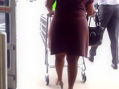 Sexy Ass In Short Brown Skirt  