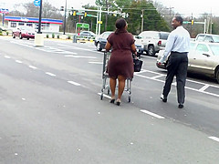 Sexy Ass In Short Brown Skirt  