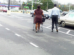 Sexy Ass In Short Brown Skirt  