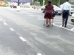Sexy Ass In Short Brown Skirt  