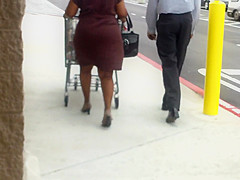 Sexy Ass In Short Brown Skirt  