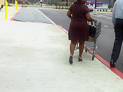 Sexy Ass In Short Brown Skirt  