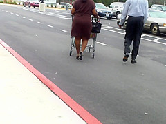 Sexy Ass In Short Brown Skirt  
