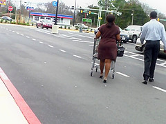 Sexy Ass In Short Brown Skirt  