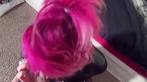 Sexy Goth With Cute Feet In Bodysuit Gags On Dick While Giving BEST Footjob