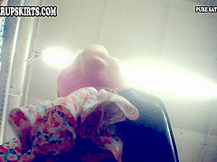 Sexy blond in white panties upskirt