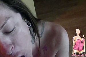 Shemale Transexual Deep Throats Bbc Cum On Tits