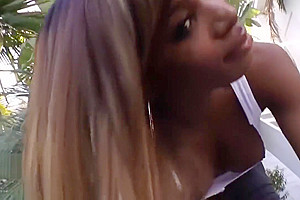 Shemale babe gets her workout interrupted