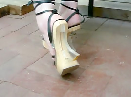 Shoe play in Strappy Wooden Wedges