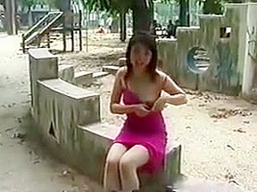 Shy japanese girl slowly gets naked in public