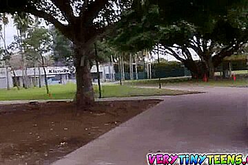 Skateboarding teen 18+ Monica Rise picked up and fucked