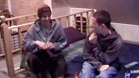 Skater punks wanking off and jizz on table
